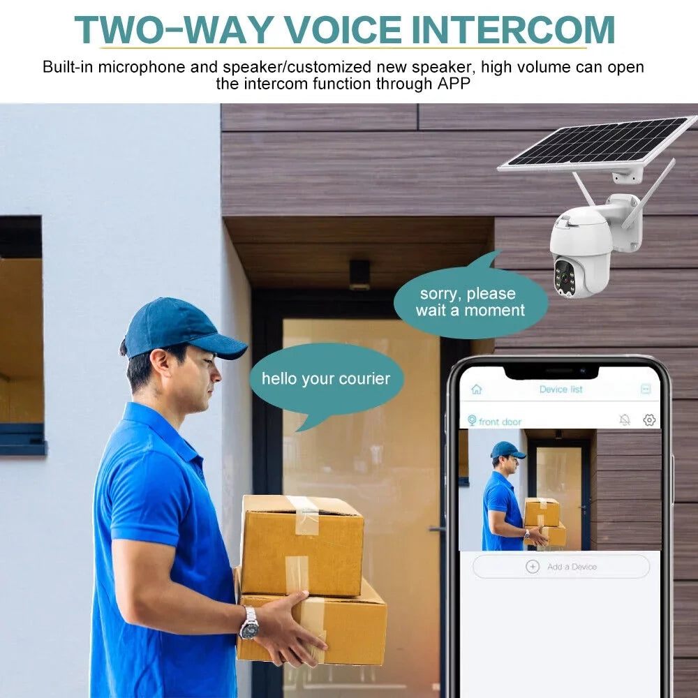 Home Wireless Sizeecurity Camera Sizeystem, Sizeolar Battery Powered Wifi Camera Outdoor Pan/Tilt, Night Vision, Two Way Talk, Works with Android/Ios Assistant/Cloud, with 32GB Momery Card