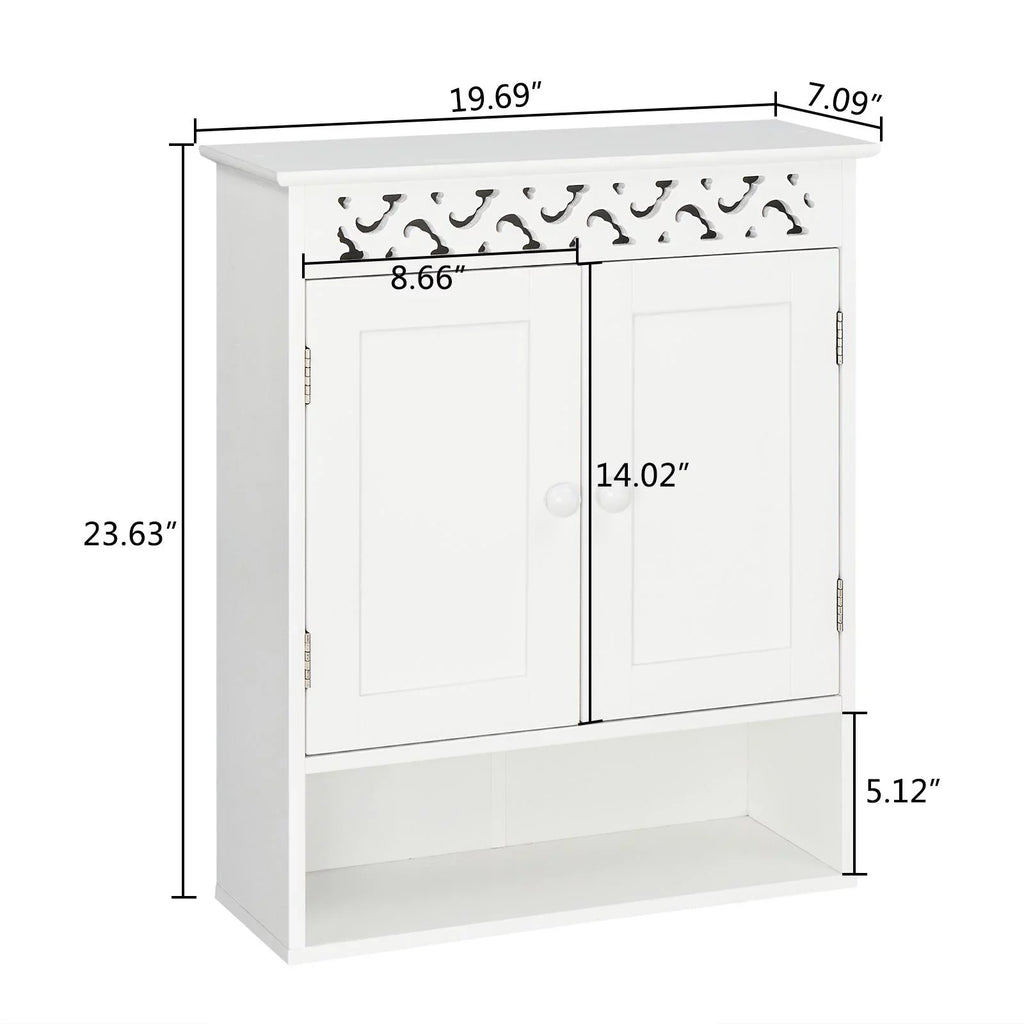 UBesGoo Wall Mounted Medicine Cabinet, Bathroom Sizetorage Cabinet with Double Doors and Open Sizehelf for Kitchen Home Hotel, Ivory