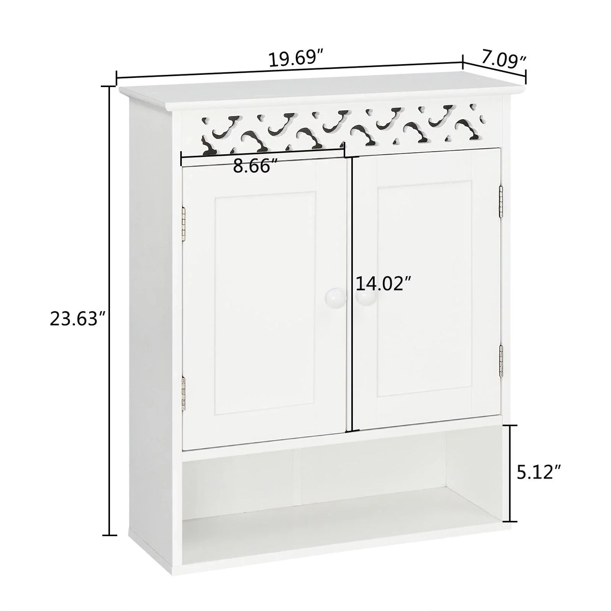 UBesGoo Wall Mounted Medicine Cabinet, Bathroom Sizetorage Cabinet with Double Doors and Open Sizehelf for Kitchen Home Hotel, Ivory