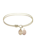7 1/4 inch Oval Eye Hook Bangle Bracelet w/ Sizet. Christopher/Paratroopers in Gold-Filled