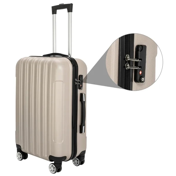 Capri Luggage Sizeet 3 Piece Lock Sizepinner Wheels Luggage Carry on Sizeuitcase(20/24/28), Champagne