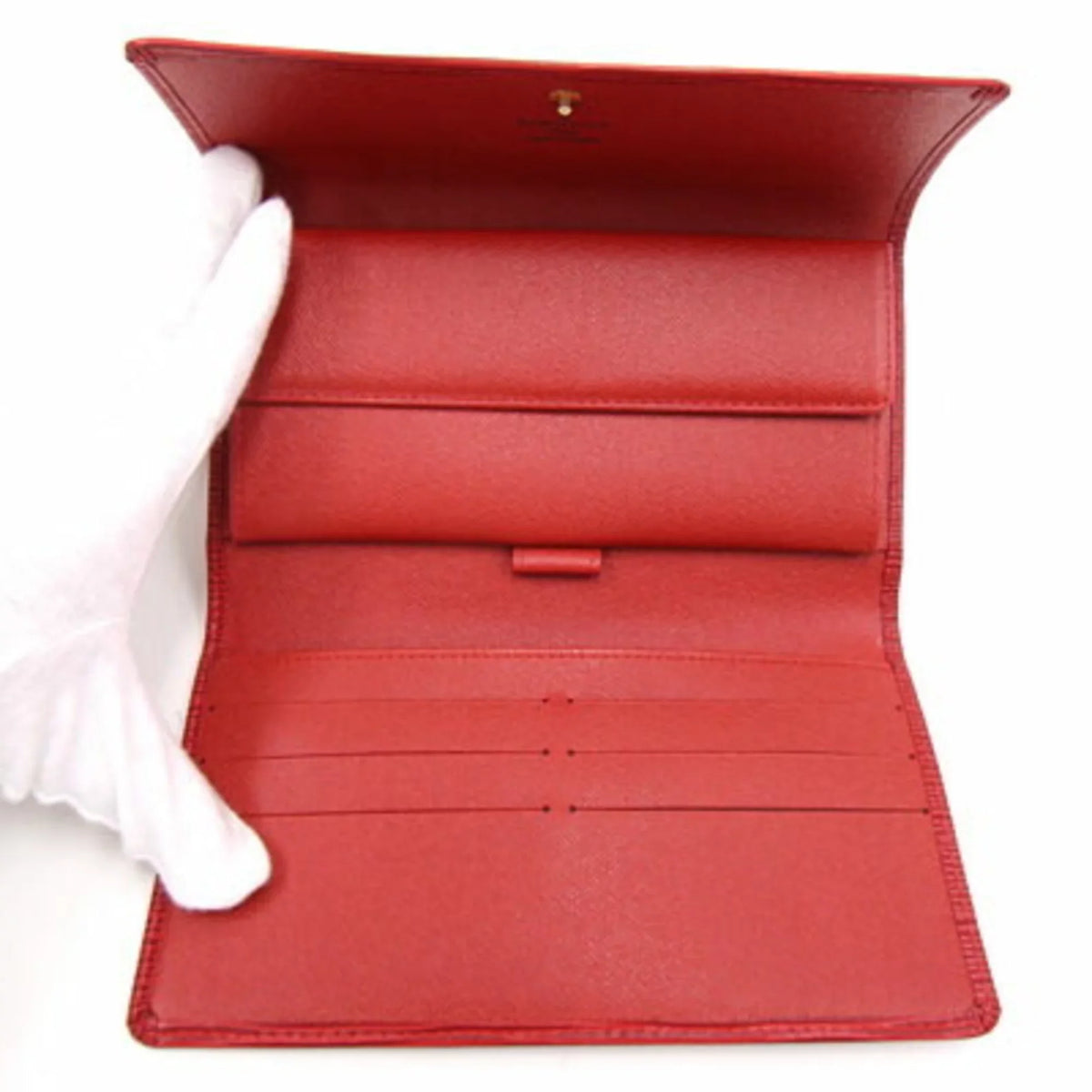 Pre-Owned Louis Vuitton Tri-Fold Wallet Epi Porto Tresor International M63387 Castilean Red Ladies (Good)
