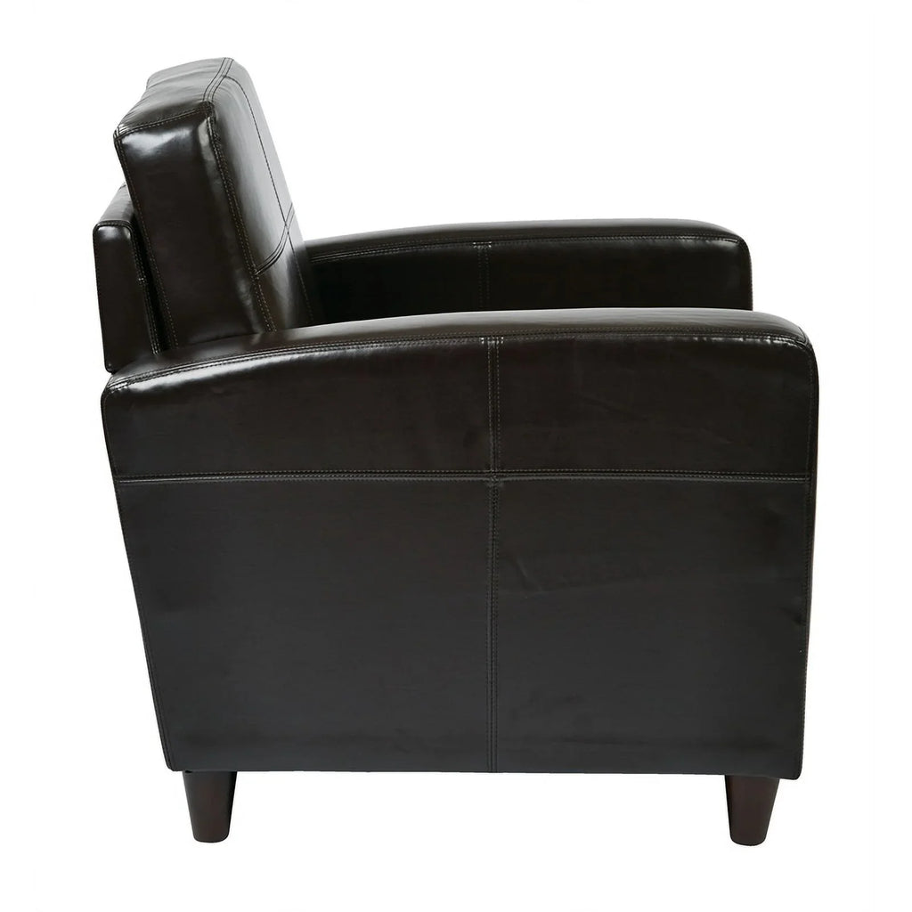 Atlin Designs 18'' Transitional Faux Leather Upholstered Club Chair in Espresso