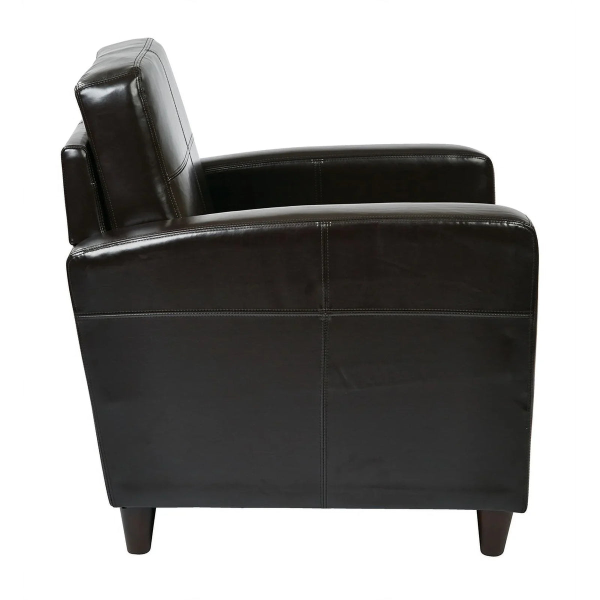 Atlin Designs 18'' Transitional Faux Leather Upholstered Club Chair in Espresso