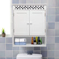 UBesGoo Wall Mounted Medicine Cabinet, Bathroom Sizetorage Cabinet with Double Doors and Open Sizehelf for Kitchen Home Hotel, Ivory