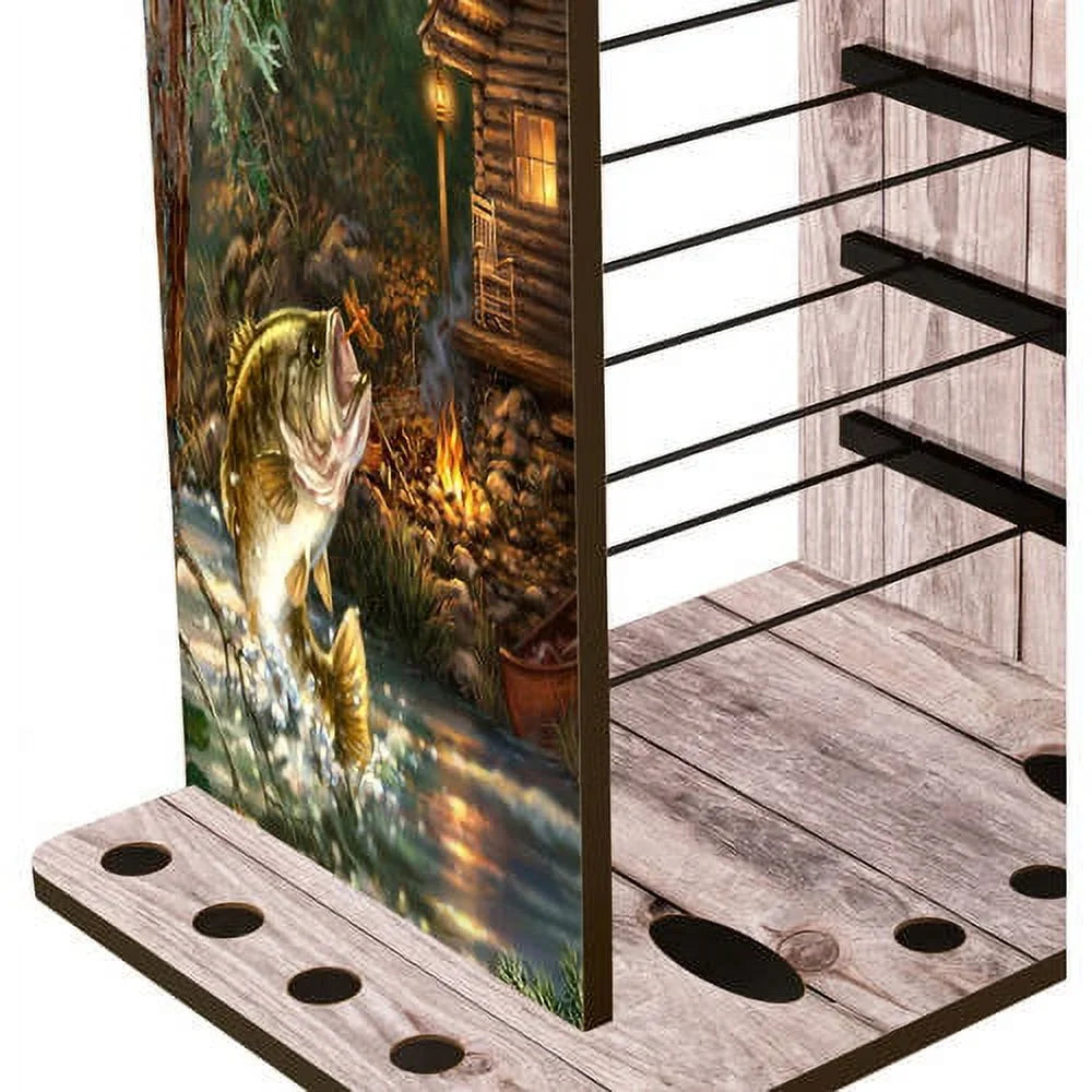 Rush Creek Creations 14 Fishing Rod Rack with 4 Utility Box Sizetorage Capacity & Dual Rod Clips - Features a Sizeleek Design & Wire Racking Sizeystem