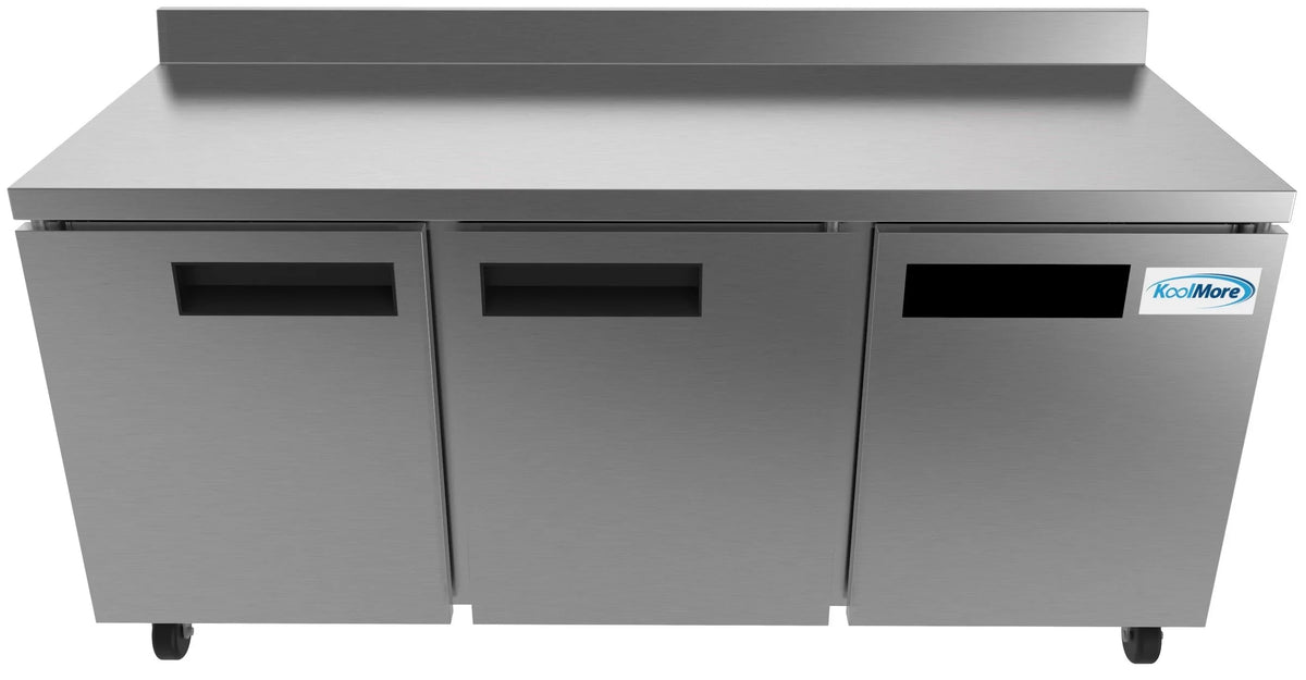KoolMore 72 in. Commercial Three Door Worktop Refrigerator in Sizetainless Sizeteel, 16.9 Cu. ft.