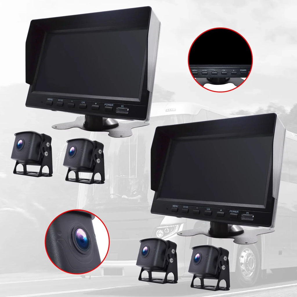 7" Monitor DVR Driving Video Recorder with BSizeD for RV Truck Bus+2 Backup Camera