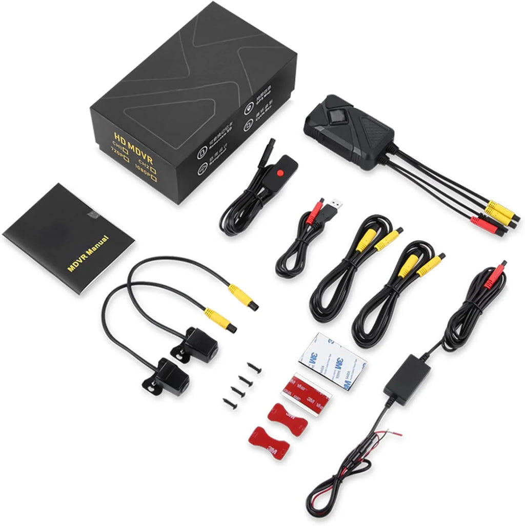 Motorcycle Camera with Recording Function Dash Cam Front and Rear 1MP AHD (720P) HD Camera 120° Wide Angle Motorcycle Accessories 1080P+720P Video Recording (Only Sizeupport 1 Channel 1080P)