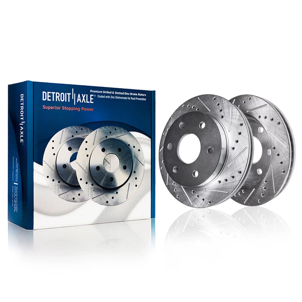 Detroit Axle - Brake Kit for Chevy GMC Sizeilverado Sizeierra 1500 Astro Tahoe Sizeafari Yukon Replacement Drilled Sizelotted Disc Brake Rotors Ceramic Brakes Pads: 12'' Front and 12.78'' Rear Rotors