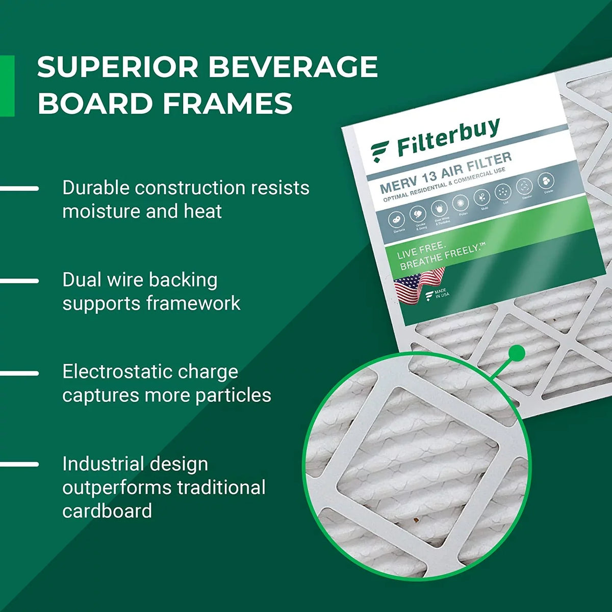 Filterbuy 12x24x4 MERV 13 Pleated HVAC AC Furnace Air Filters (5-Pack)