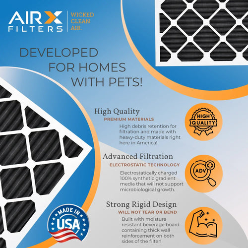 14x25x1 Air Filter Odor Eliminator Carbon Filter MERV 8 Comparable to MPR 700 & FPR 5 AC HVAC Premium USizeA Made 14x25x1 Furnace Filters by AIRX FILTERSize WICKED CLEAN AIR. 6 Pack