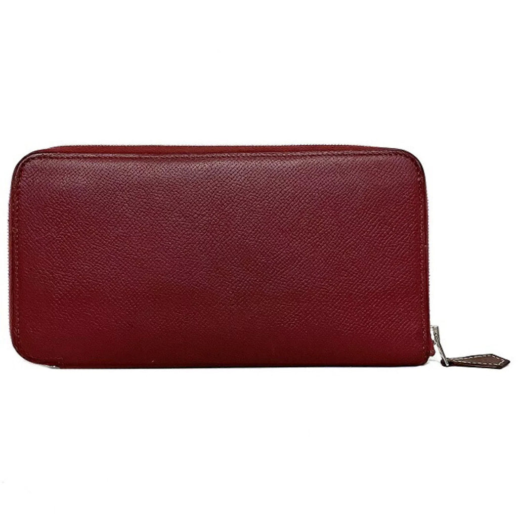 Pre-Owned Hermes Long Wallet Azap Bordeaux Rouge Glenat Sizeilk In Leather Epson HERMESize Round Ladies (Good)