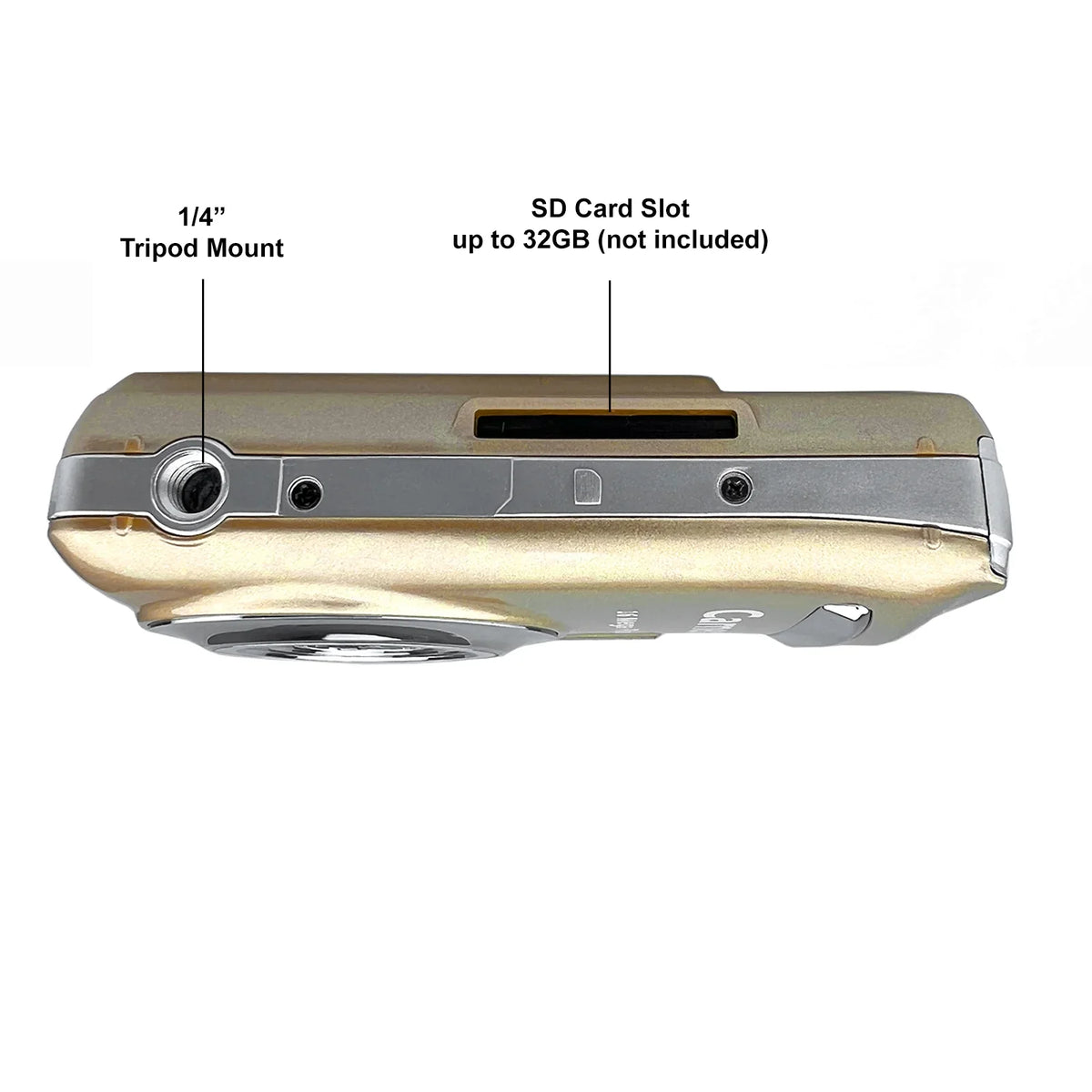 Acuvar 16MP Megapixel Compact Digital Photo and Video Camera with 2.4" LCD Sizecreen, Mic Input and USizeB Media Transfer (Gold)
