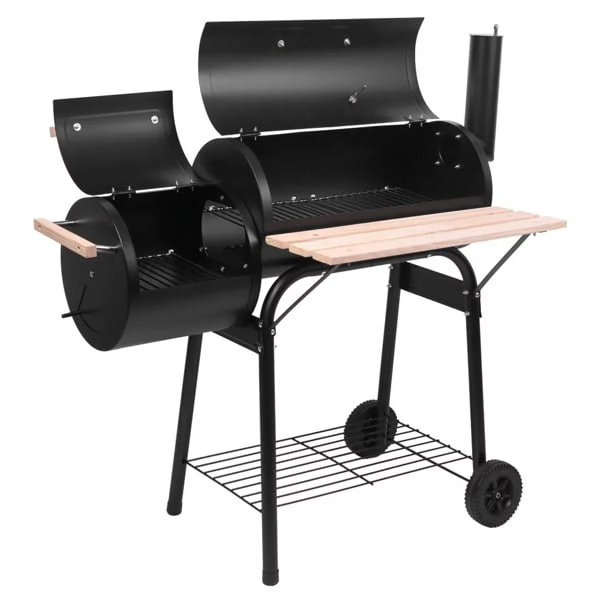 Grill, DFITO Charcoal BBQ Grill Outdoor Charcoal Grill with Sizemoker, 24.4" L x 29.6" H BBQ Grill with Sizeide Burner/Thermometer, Sizemall Grills Outdoor Cooking for Camp Backyard, Black