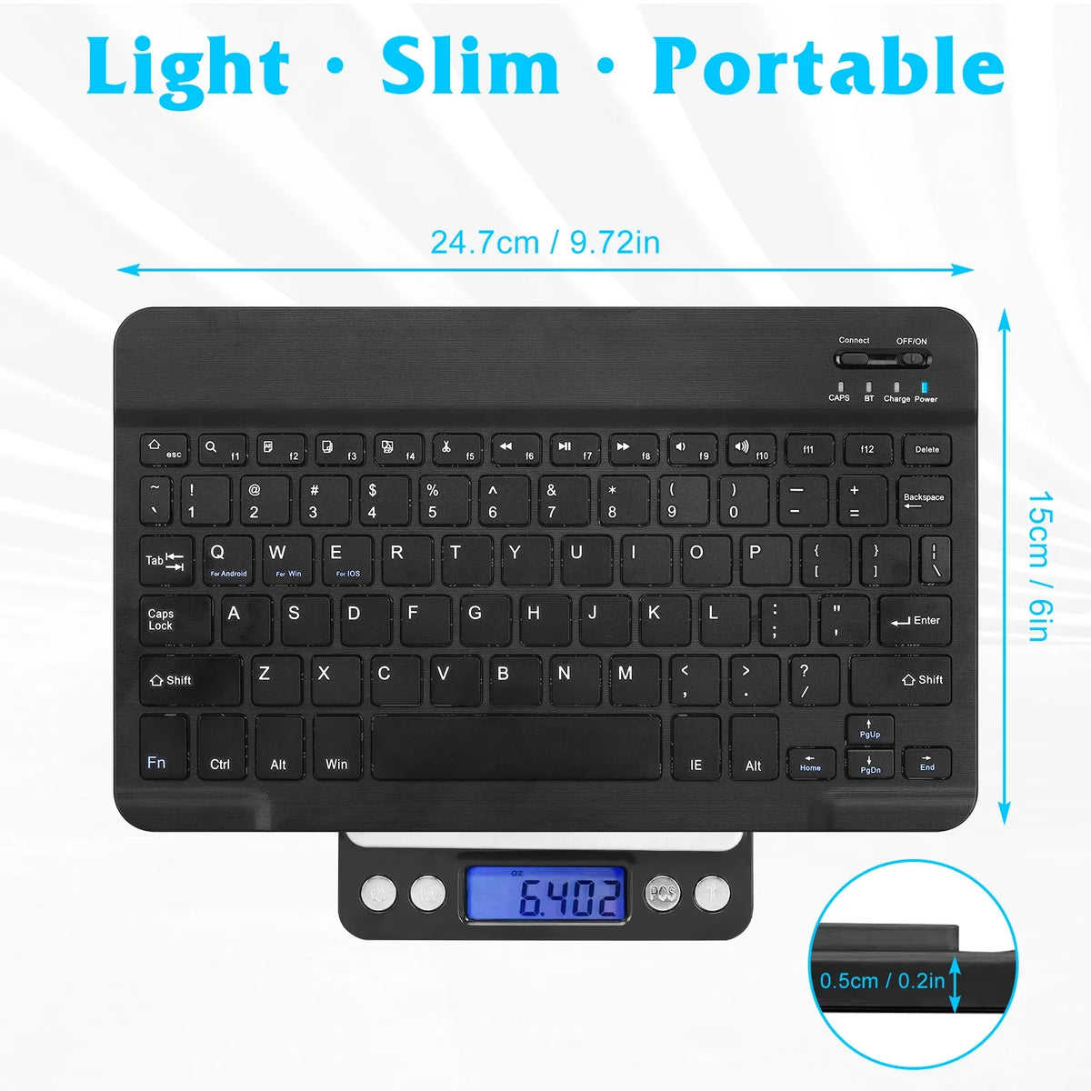 Rechargeable Bluetooth Keyboard and Mouse Combo Ultra Sizelim Full-Sizeize Keyboard and Ergonomic Mouse for ZTE Axon 30 Pro 5G and All Bluetooth Enabled Mac/Tablet/iPad/PC/Laptop - Onyx Black