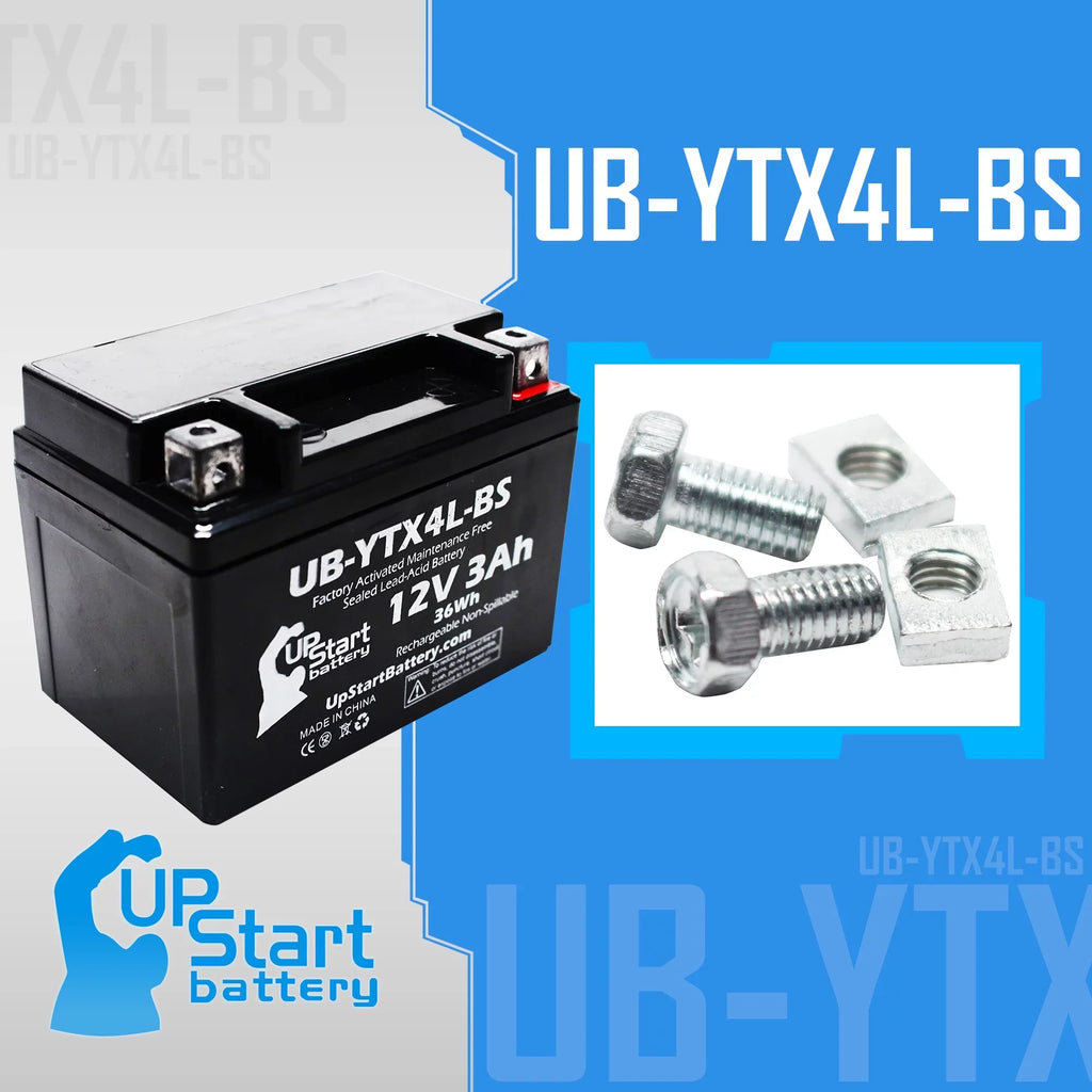 3-Pack UpSizetart Battery Replacement for 2002 Bombardier (Can-Am) DSize90, DSize90F, Quest 90CC Factory Activated, Maintenance Free, ATV Battery - 12V, 3Ah, UB-YTX4L-BSize