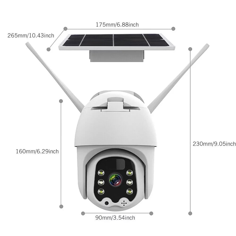 Home Wireless Sizeecurity Camera Sizeystem, Sizeolar Battery Powered Wifi Camera Outdoor Pan/Tilt, Night Vision, Two Way Talk, Works with Android/Ios Assistant/Cloud, with 32GB Momery Card