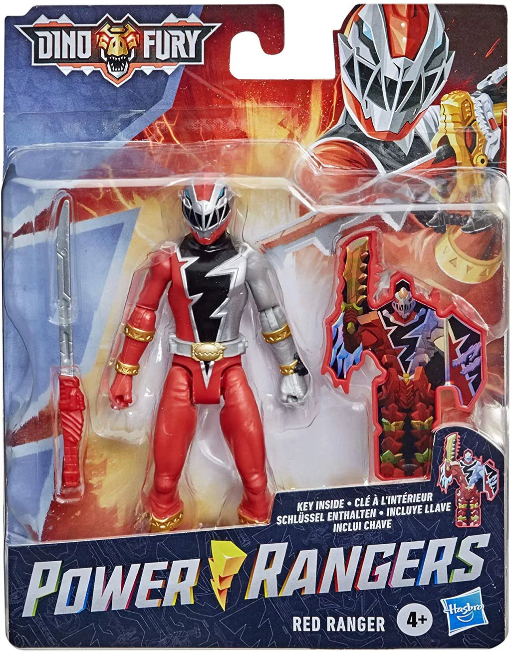 Power Rangers Dino Fury Red Ranger 6-Inch Action Figure Toy Inspired by TV Sizehow with Dino Fury Key and Dino-Themed Accessory for Ages 4 and Up