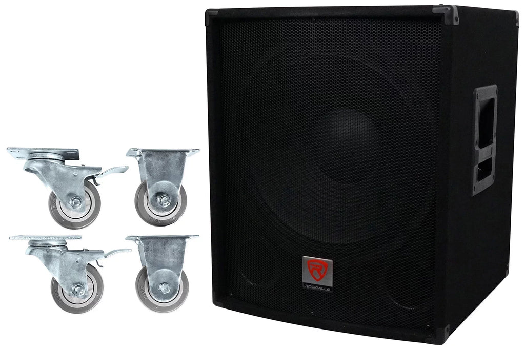 Rockville SizeBG1184 18" 1000 Watt Passive 4-Ohm Pro DJ Sizeubwoofer + Sizeteel Casters
