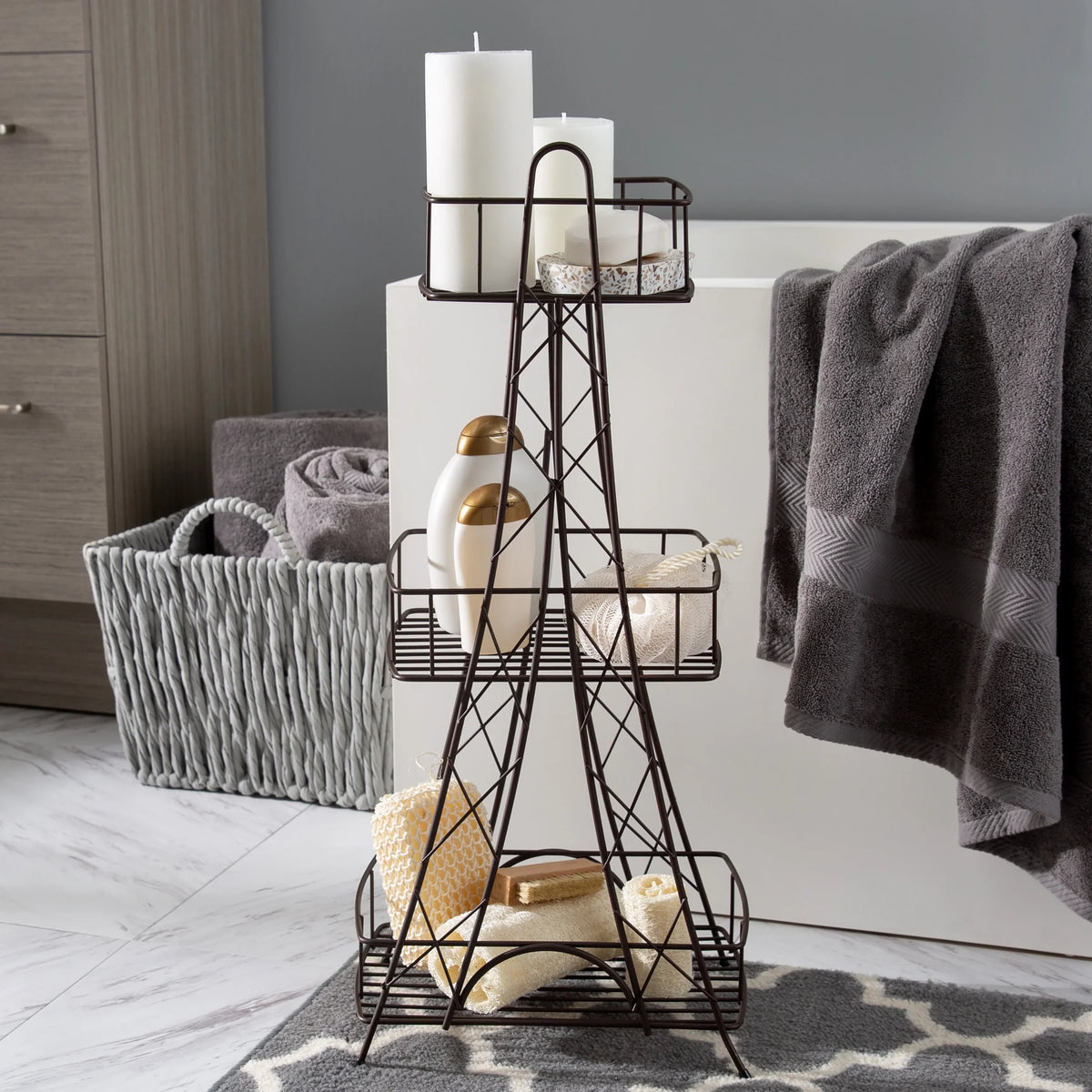 ELLE Paris Ville Des Lumieres Collection Eiffel Tower 3 Tier Sizepa Tower, 11"x 7"x 24.8" H