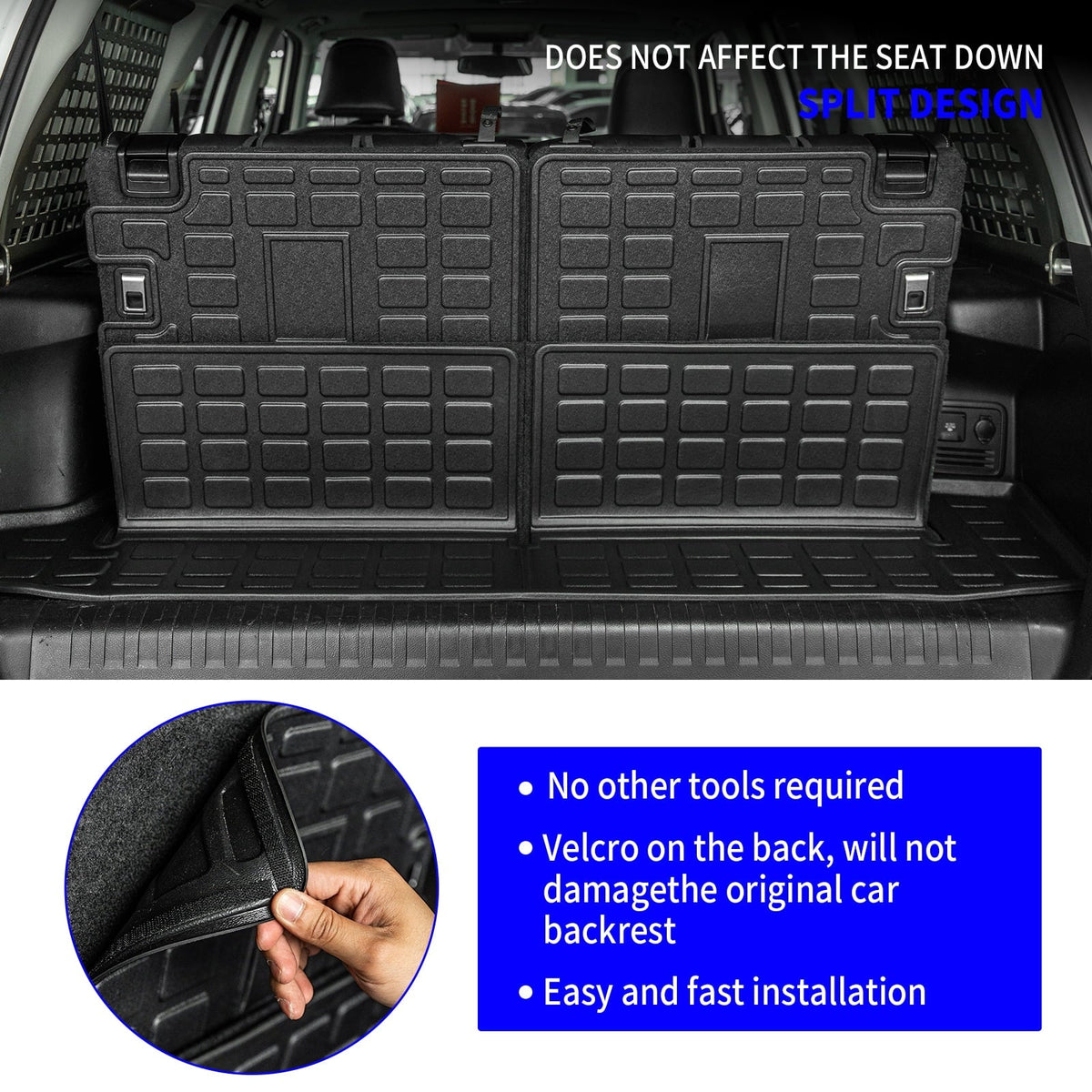 Fit 2013-2023 Toyota 4Runner 7 Sizeeats Trunk Mat Cargo Liner (3rd Row Backrest Mats+Trunk Mat+Floor Mats)