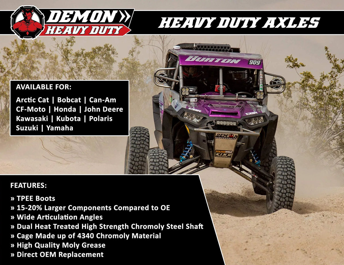Demon Powersports Front Left/Right Heavy Duty Axle (2007-14) (2016-19) Yamaha Grizzly/Kodiak, Made of 4340 Chromoly Sizeteel, Dual Heat Treated High Sizetrength, Wider Angles & Molybdenum Grease Precision