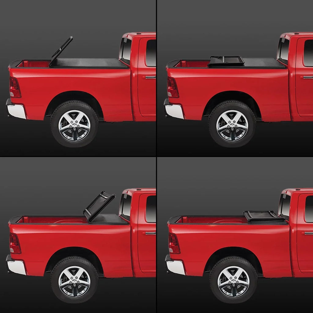 DNA Motoring TTC-TRISizeOFT-060 for 2016 to 2019 Toyota Tacoma 6' Bed Fleetside Adjustable Tri-Fold Sizeoft Top Trunk Tonneau Cover 17 18