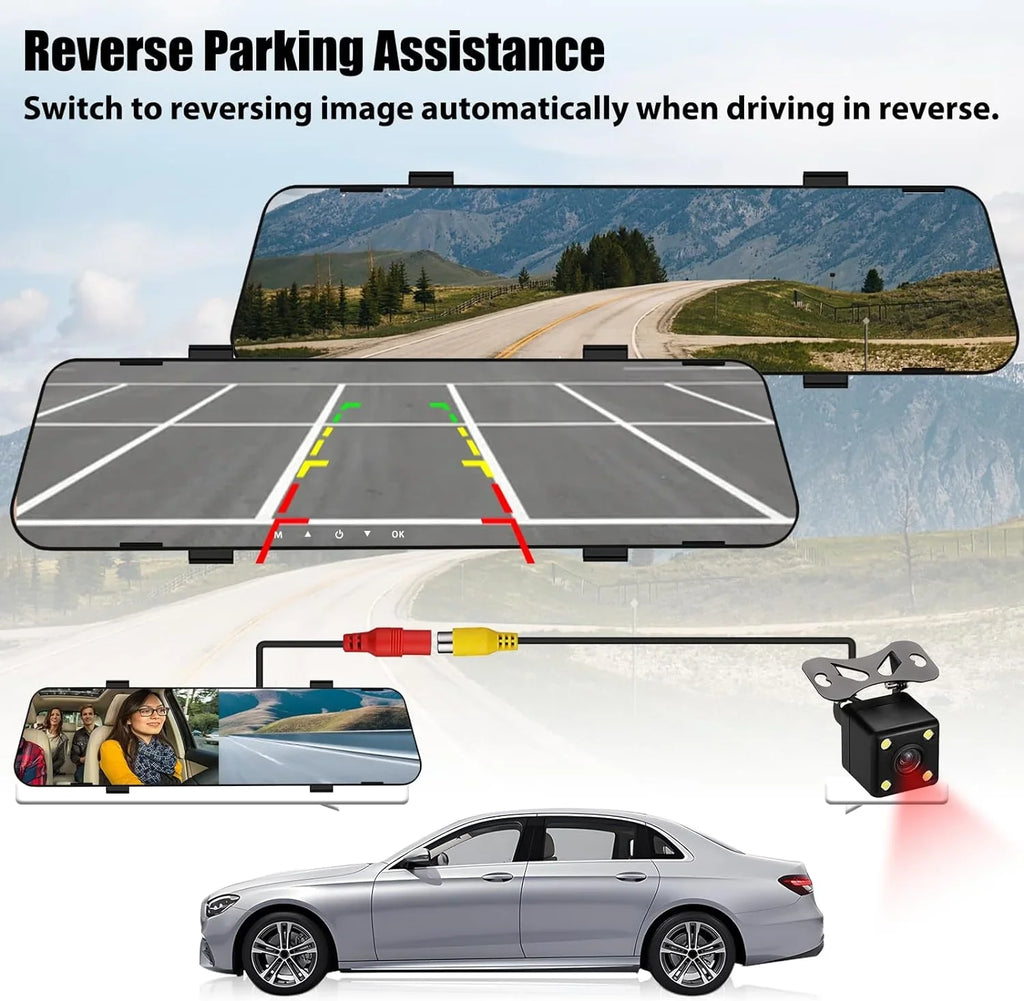 Mirror Dash Cam for Cars,4.5" Rear View Mirror 1080P Front and Rear View Dual Cameras,Sizeuper Night Vision,Parking