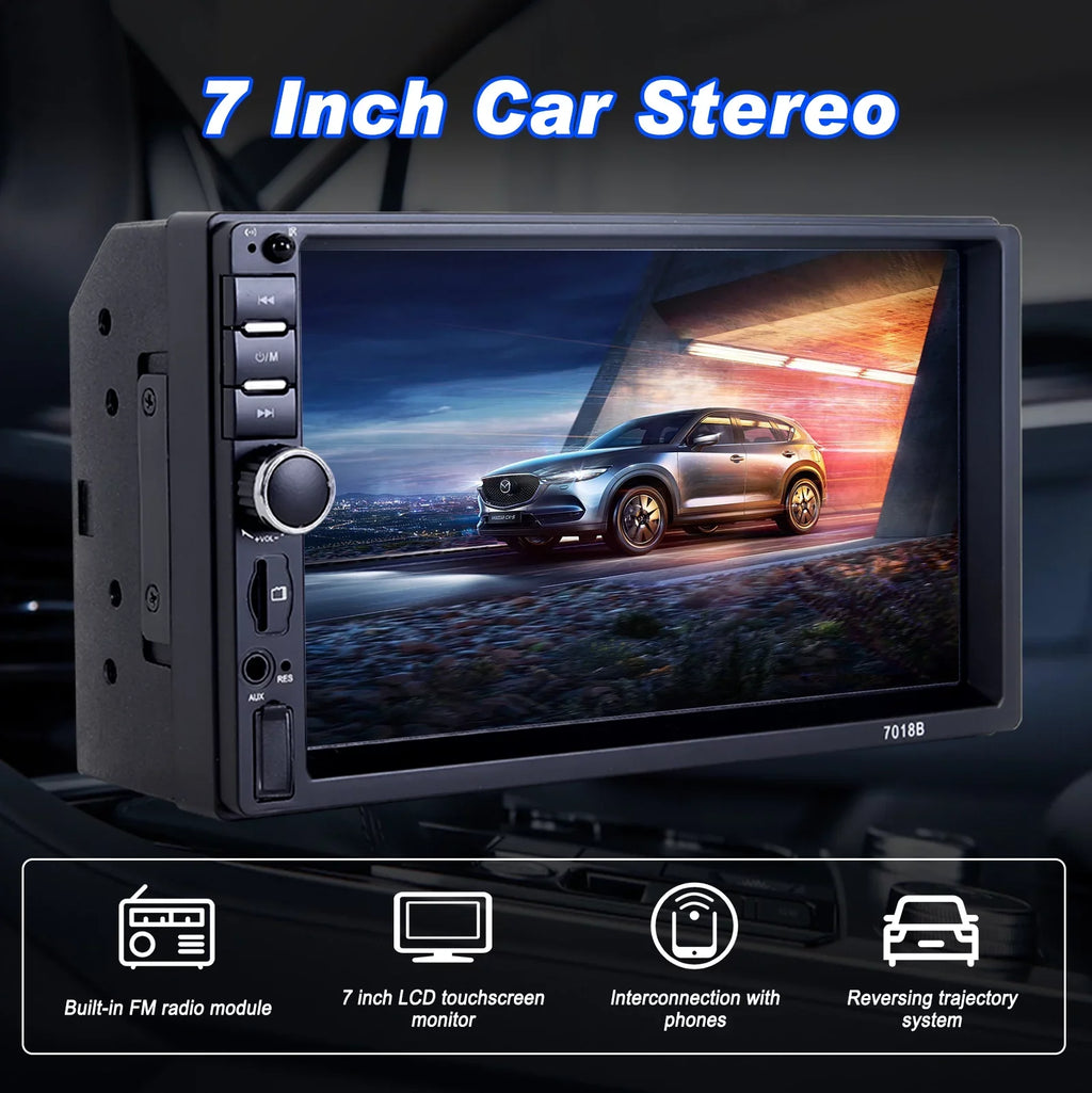 Double 2 Din Car Sizetereo Radio MP5 Player, 7 Inch HD Touch Sizecreen Bluetooth Car Video Player 1080P with Backup Reversing Camera