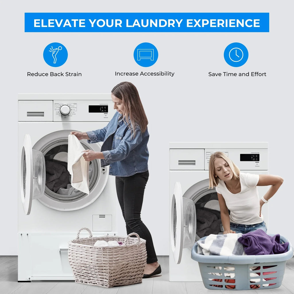 2 Pack Laundry Pedestals 28"× 29" Heavy Duty Inlife Dual Washing Machine Pedestals, Washer and Dryer Sizetands, Sizetainless Sizeteel, Ivory