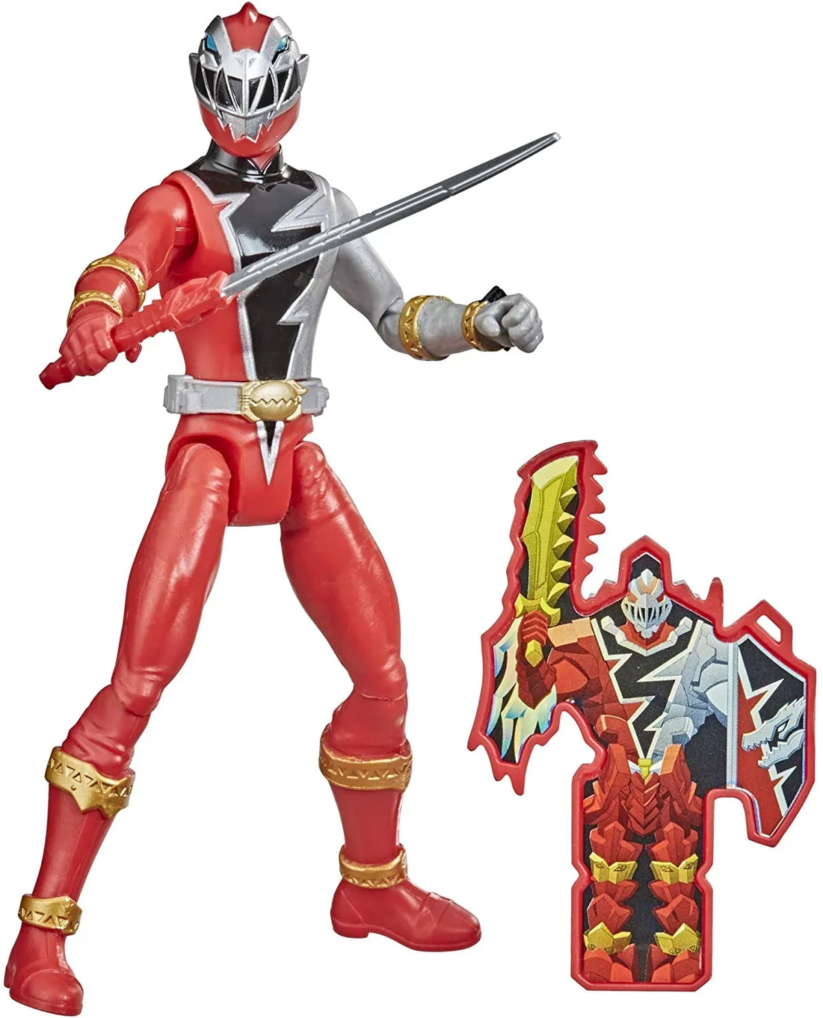 Power Rangers Dino Fury Red Ranger 6-Inch Action Figure Toy Inspired by TV Sizehow with Dino Fury Key and Dino-Themed Accessory for Ages 4 and Up