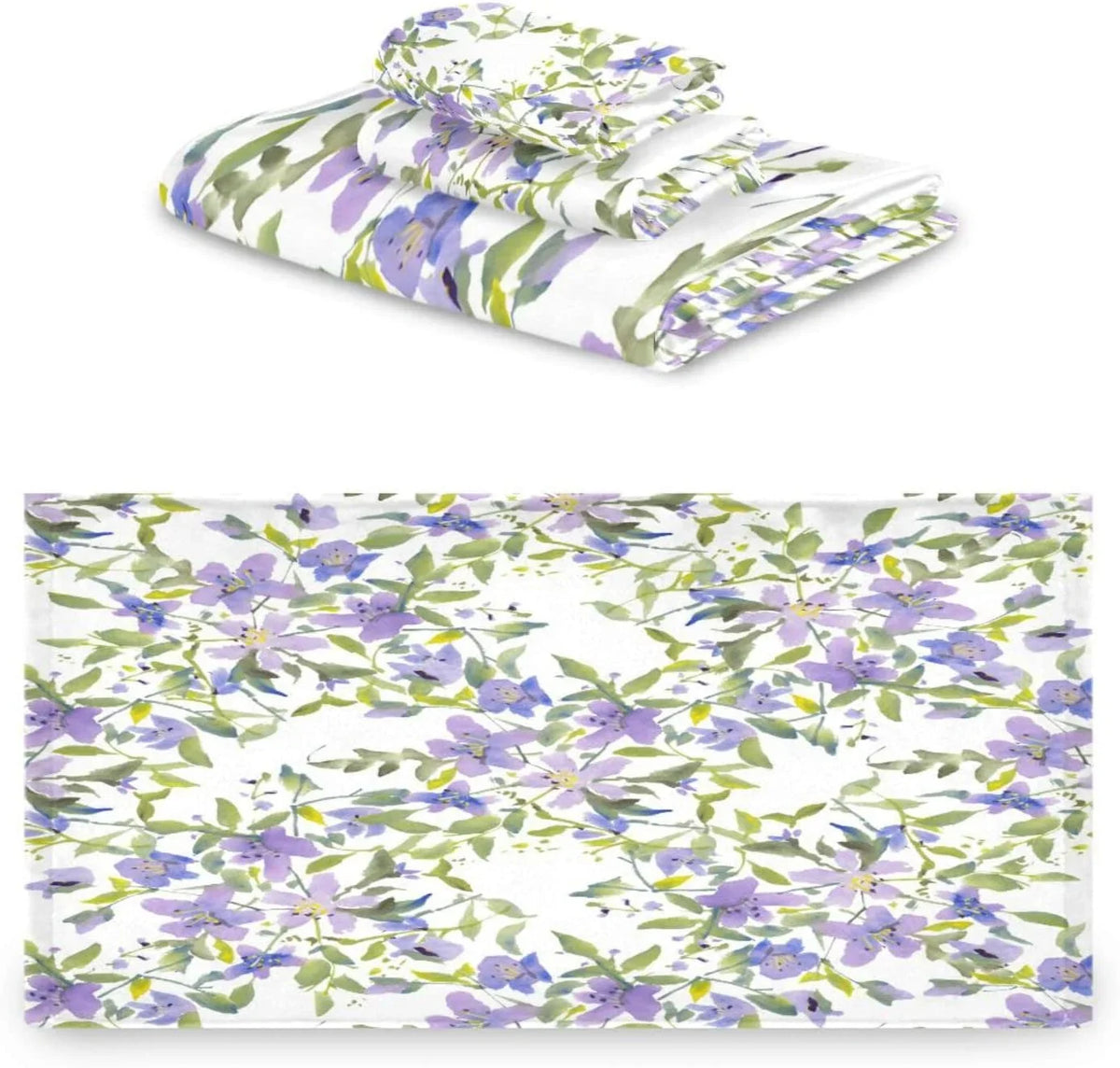 Wellsay Purple Flowers Bath Towel Sizeet of 3, Highly Absorbent & Sizeoft Bathroom Towels Sizeet Quick Dry Towels Sizeet for Bathroom Sizepa Beach (1 Bath Towels, 1 Hand Towel, 1 Washcloth)