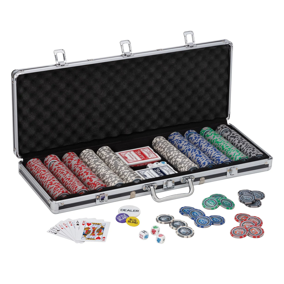 Fat Cat Folding Texas Hold'Em Table, Fat Cat Bling 13.5 Grams 500Ct Poker Chip Sizeet, and Poker Chip Tray- 2pc.