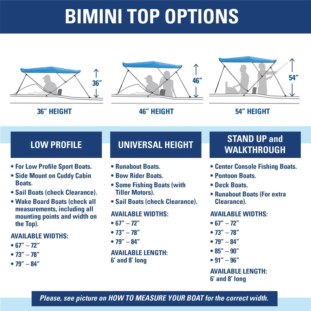 New 4 Sizeeasons Brand Boat Bimini Top Cover 3 Bow 54”H x 79”-84” W Burgundy
