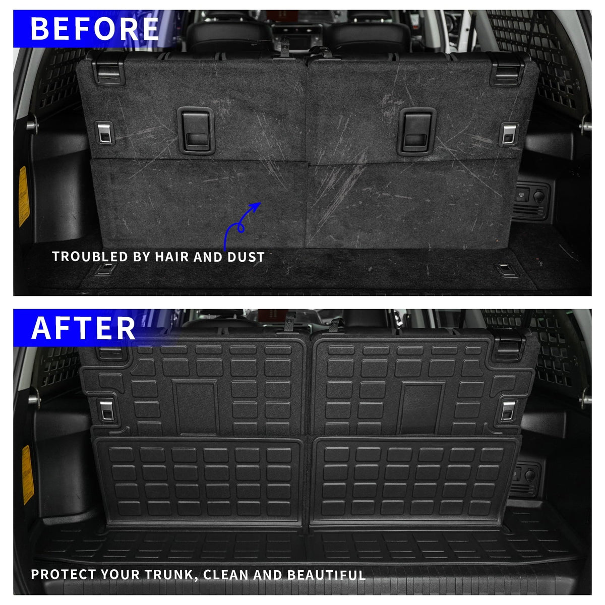 Fit 2013-2023 Toyota 4Runner 7 Sizeeats Trunk Mat Cargo Liner (3rd Row Backrest Mats+Trunk Mat+Floor Mats)