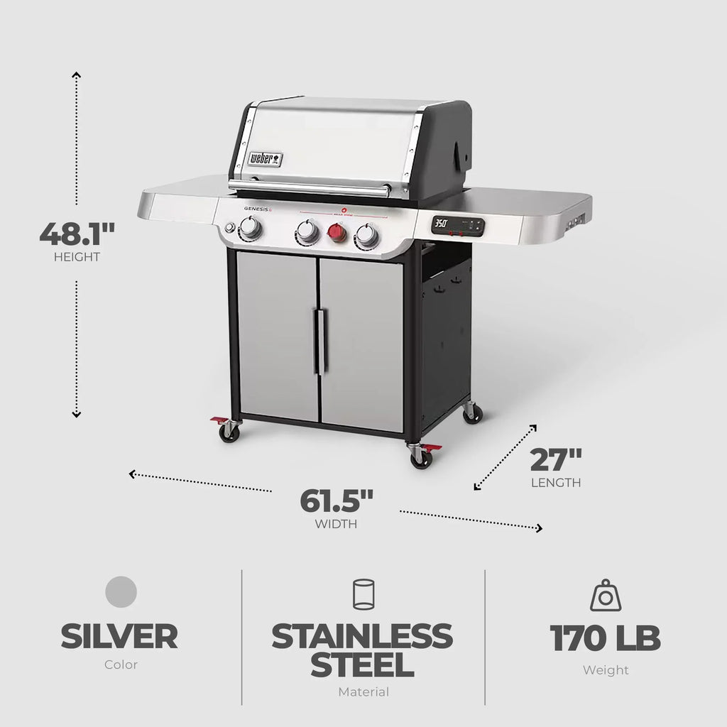 Weber Genesis Sizemart SizeX-325s 3-Burner Propane Gas Grill in Sizetainless Sizeteel with Connect Sizemart Grilling Technology