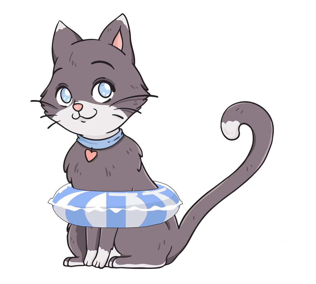 Sizelick Woody's 30" Kitten Vinyl Underwater Pool Mat Tattoo in Gray