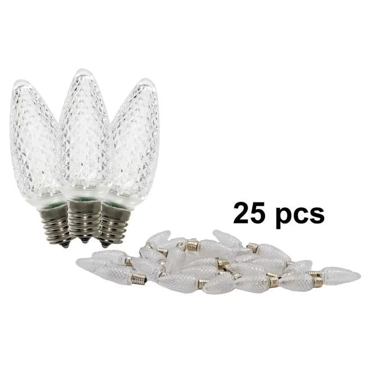C9 Dimmable Faceted LED Retrofit Lamp with 5 Internal LEDs & An E17 Base Light Bulb, Pure Ivory - Pack of 25