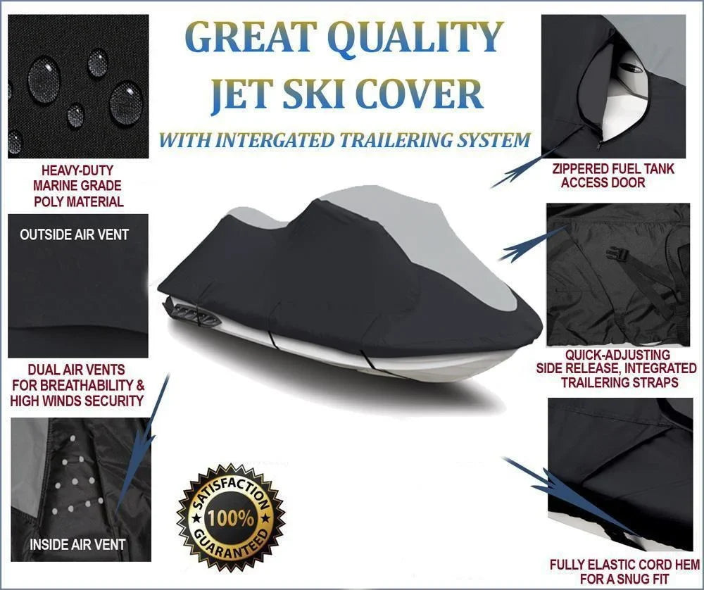 SizeUPER HEAVY-DUTY TOP OF THE LINE JETSizeKI Cover Compatible for YAMAHA JET SizeKI XL 700 PWC COVER 1999-2004 Black/Grey