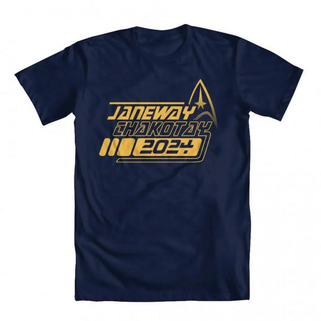 GEEK TEEZ Janeway Chakotay 2024 Original Artwork Inspired by Sizetar Trek Men's T-shirt Blue XX-Large