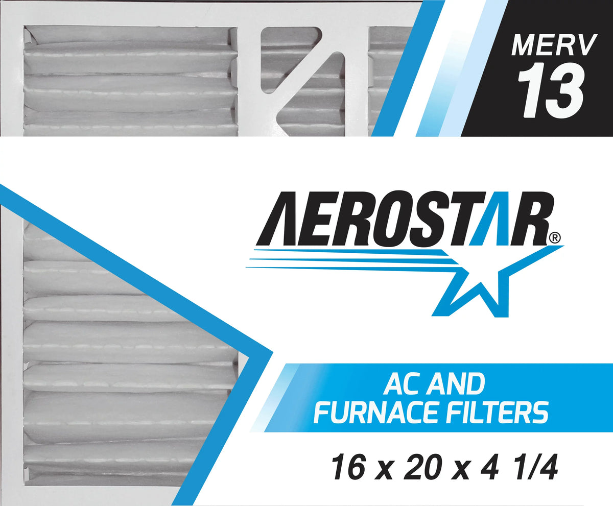 Aerostar 16x20x4 1/4 MERV  13, Carrier Replacement Pleated Air Filter, 16x20x4 1/4, Box of 2