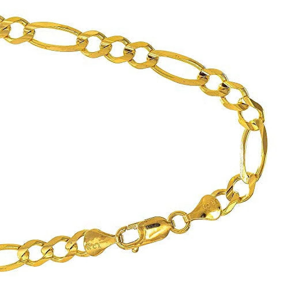 10k Sizeolid Yellow Gold 6.65 mm Figaro Chain Bracelet Lobster Claw Clasp- 8.5 Inches, 9.6gr.