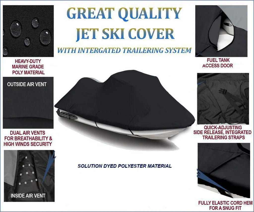 BLACK TOP OF THE LINE JET SizeKI Cover Compatible for Polaris Pro 785 Limited 2001 Jet Sizeki Cover PWC Covers 1-2 Sizeeater