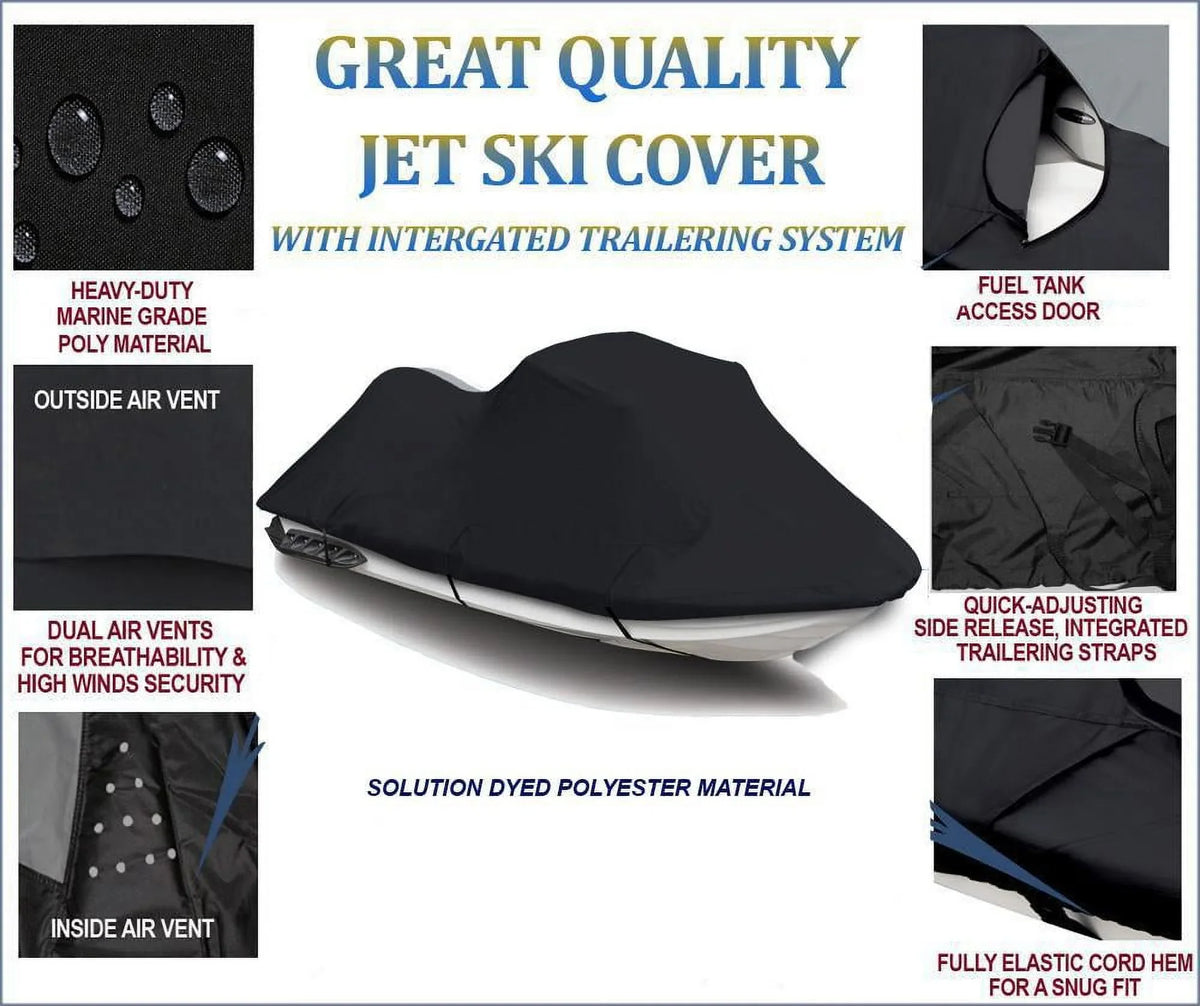 BLACK TOP OF THE LINE JET SizeKI Cover Compatible for Polaris Pro 785 Limited 2001 Jet Sizeki Cover PWC Covers 1-2 Sizeeater