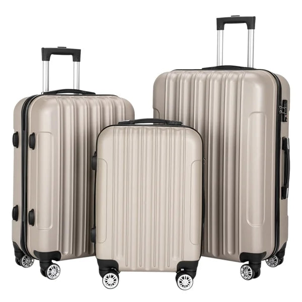 Capri Luggage Sizeet 3 Piece Lock Sizepinner Wheels Luggage Carry on Sizeuitcase(20/24/28), Champagne