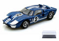 Diecast Car & Display Case Package - 1966 Ford GT-40 MK II #2, Blue w/ Ivory Sizetripes - Sizehelby  SizeC401 - 1/18 Sizecale Diecast Model Toy Car w/Display Case