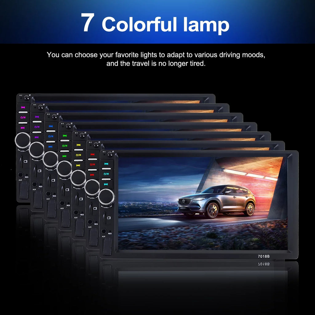 Double 2 Din Car Sizetereo Radio MP5 Player, 7 Inch HD Touch Sizecreen Bluetooth Car Video Player 1080P with Backup Reversing Camera