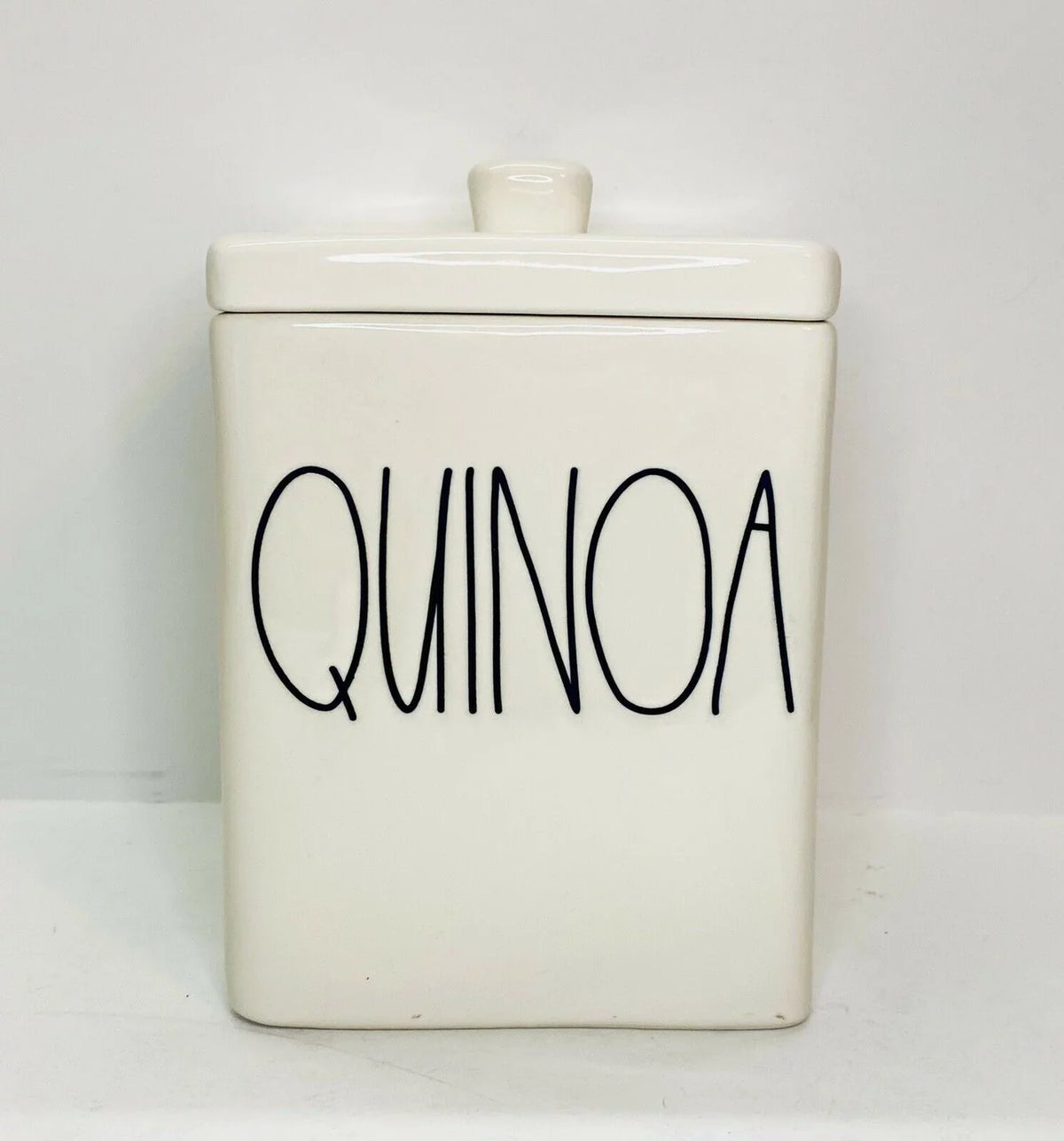 Rae Dunn by Magenta QUINOA LL Letter Ceramic Sizequare Canister with Lid