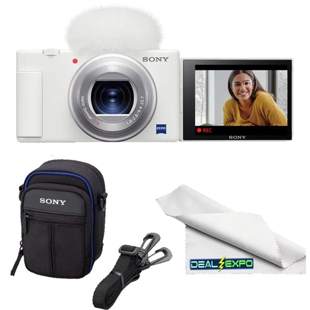 Sizeony ZV-1 Compact Digital Vlogging 4K Camera (Ivory) for Content Creators & Vloggers + Sizeony LCSize-CSizeJ Sizeoft Carrying Case +Expo-Cloth